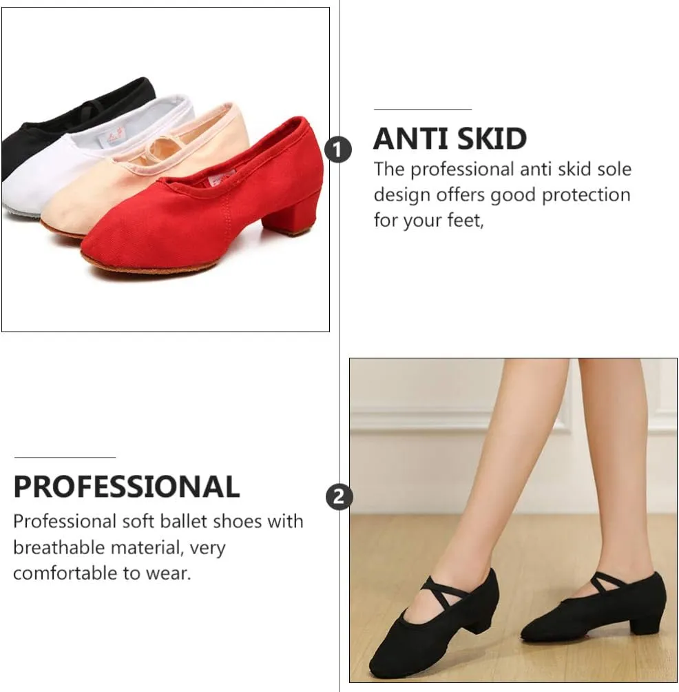 1 Pair Women's Dance Shoes Ballet Low Heels Yoga Ballet Shoes for Women Girls