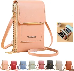 2023 New Anti-theft Leather Bag, Touch Screen Small Crossbody Cell Phone Purse, RFID Blocking Mini PU Leather Crossbody Bags
