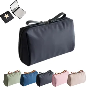 2025 New Mini Streamline Travel Makeup Pouch for Women, Portable Water Resistanttravel Makeup Pouch Ompartmentalized Women's Organizer Compact Storage Pouch (Black)