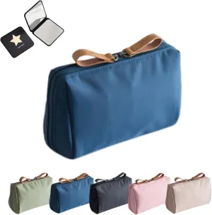2025 New Mini Streamline Travel Makeup Pouch for Women, Portable Water Resistanttravel Makeup Pouch Ompartmentalized Women's Organizer Compact Storage Pouch (Blue)