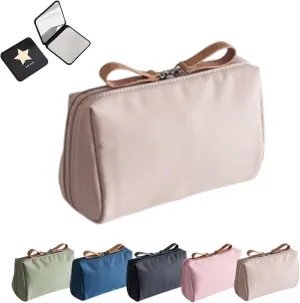 2025 New Mini Streamline Travel Makeup Pouch for Women, Portable Water Resistanttravel Makeup Pouch Ompartmentalized Women's Organizer Compact Storage Pouch (Khaki)