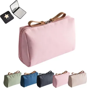 2025 New Mini Streamline Travel Makeup Pouch for Women, Portable Water Resistanttravel Makeup Pouch Ompartmentalized Women's Organizer Compact Storage Pouch (Pink)