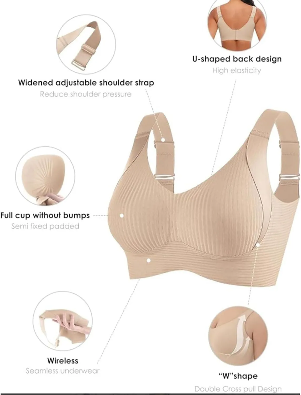 3 Pack Sports Bras for Women High Support Workout Bras Full Coverage No Underwire Bra Plus Size Push Up Everyday Bra