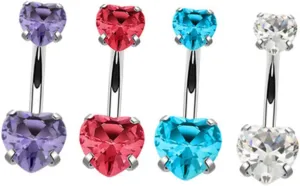 4pcs Heart Shaped Belly Button Ring White Navel Jewelry Piercing Jewelry for Women