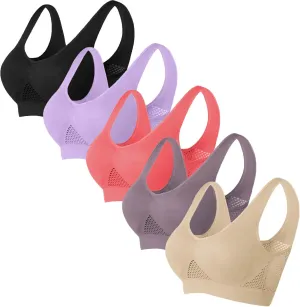 5Pack Everyday Bras Women Plus Size Push up Sport Bra Hollow Comfort Seamless Breathable Bralettes Corset Underwear