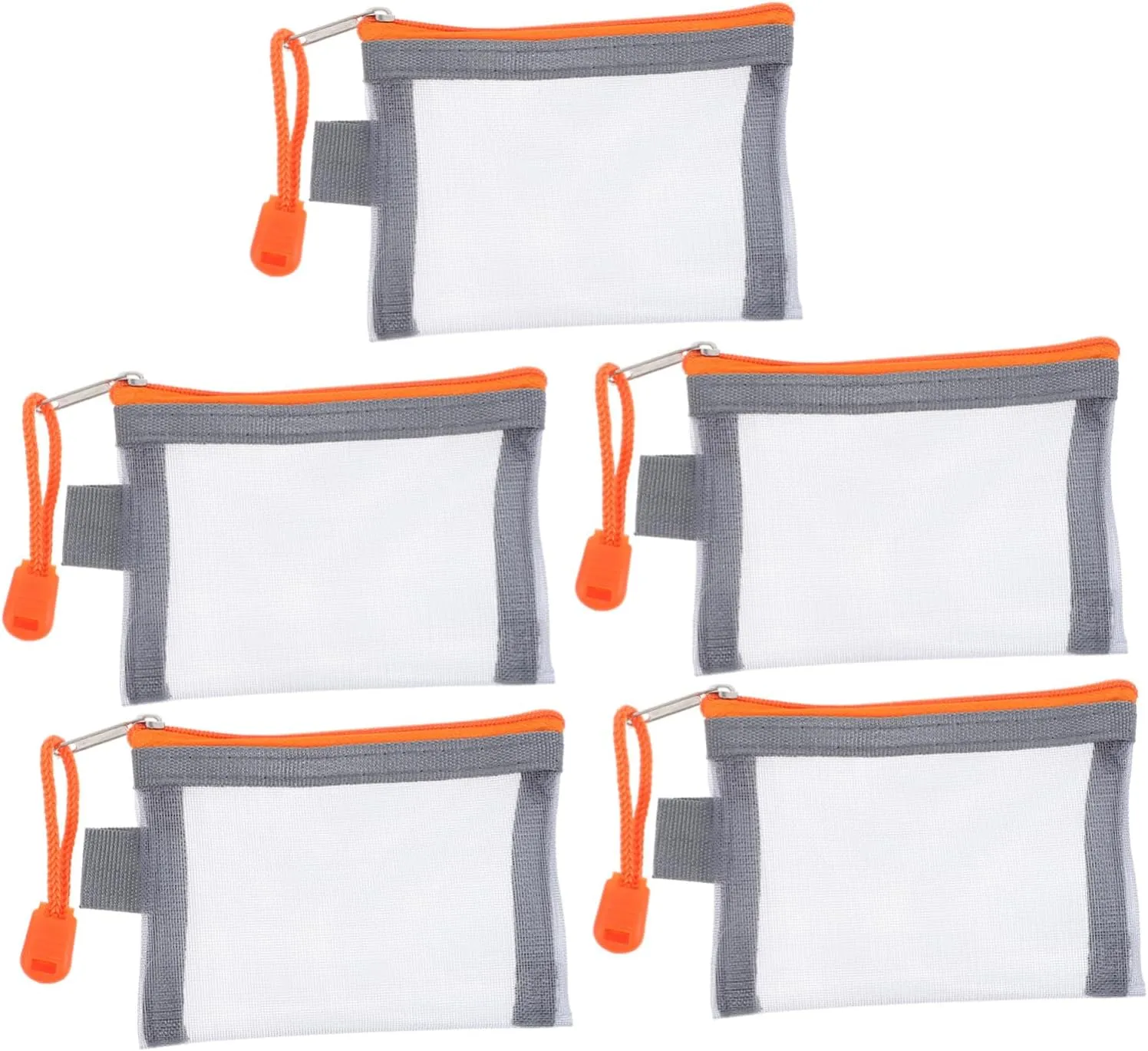 5pcs Portable Mesh Pouch for Travel Home Zippered Cosmetic Organizer Bags for Makeup Skincare Brushes Compact Storage Deep