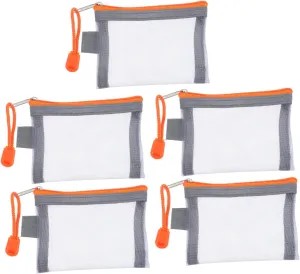 5pcs Portable Mesh Pouch for Travel Home Zippered Cosmetic Organizer Bags for Makeup Skincare Brushes Compact Storage Deep