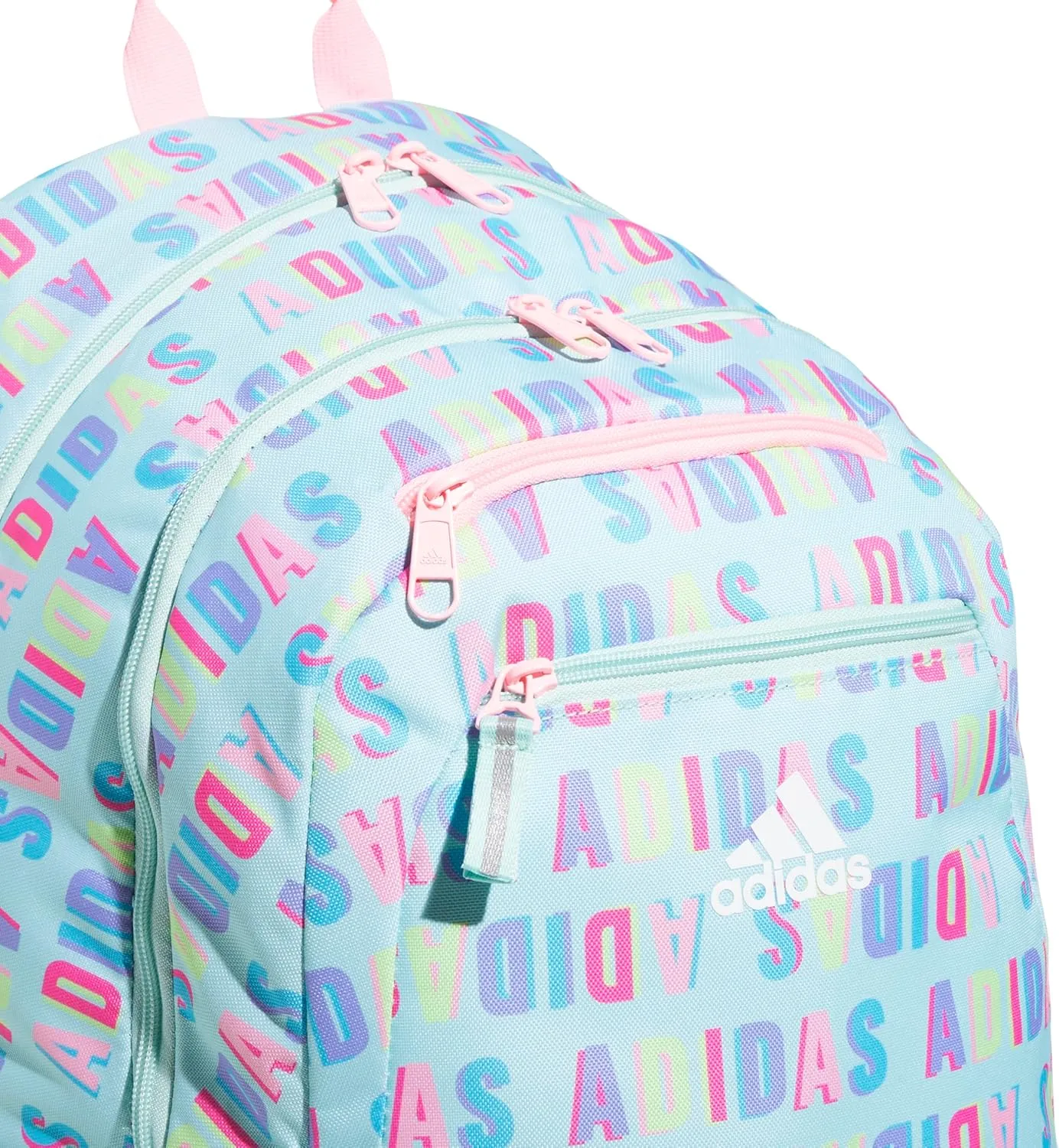 adidas Unisex Foundation Backpack for Laptop, Book Sleeve, Large Durable Athletic Gym Bag, Hall Pass Semi Flash Aqua/Pink Spark, One Size