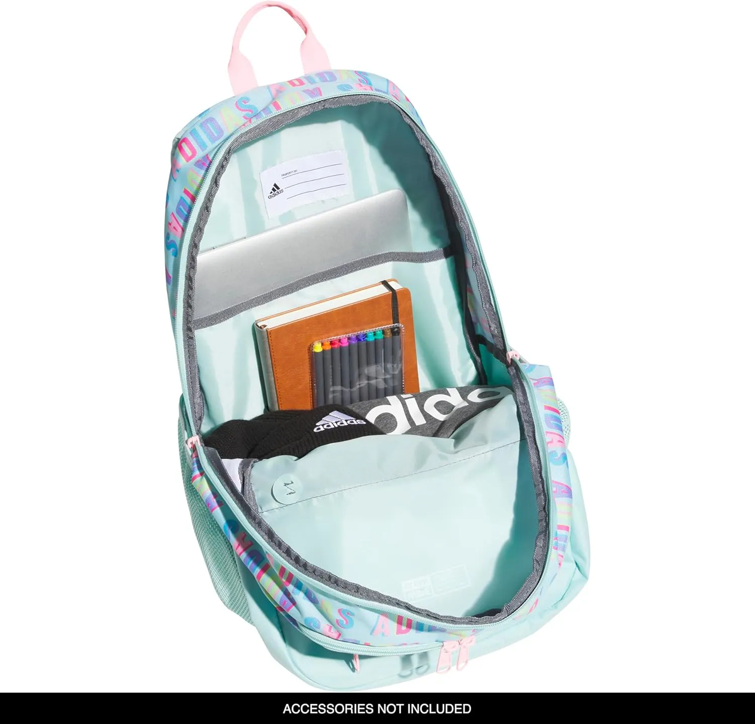adidas Unisex Foundation Backpack for Laptop, Book Sleeve, Large Durable Athletic Gym Bag, Hall Pass Semi Flash Aqua/Pink Spark, One Size