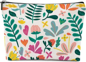 Aesthetic Flower Makeup Bag, Botanical Cosmetic Bag Floral Travel Pouch, Friendship Gifts for Women Girls Daughter Sisters Coworker Best Friends Bestie Graduation Birthday Gifts