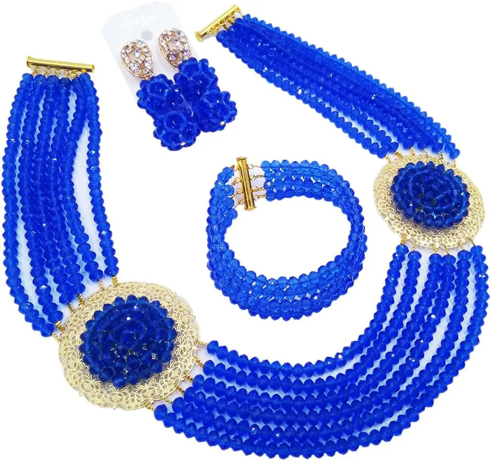 African Jewelry Sets for Women Nigerian Beads Jewelry Set Bridal and Earrings