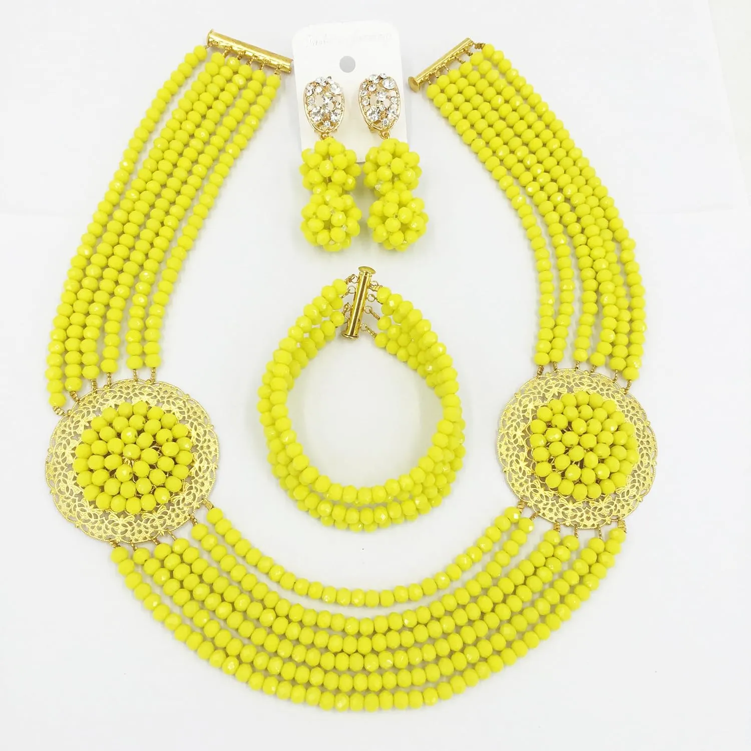 African Jewelry Sets for Women Nigerian Beads Jewelry Set Bridal and Earrings