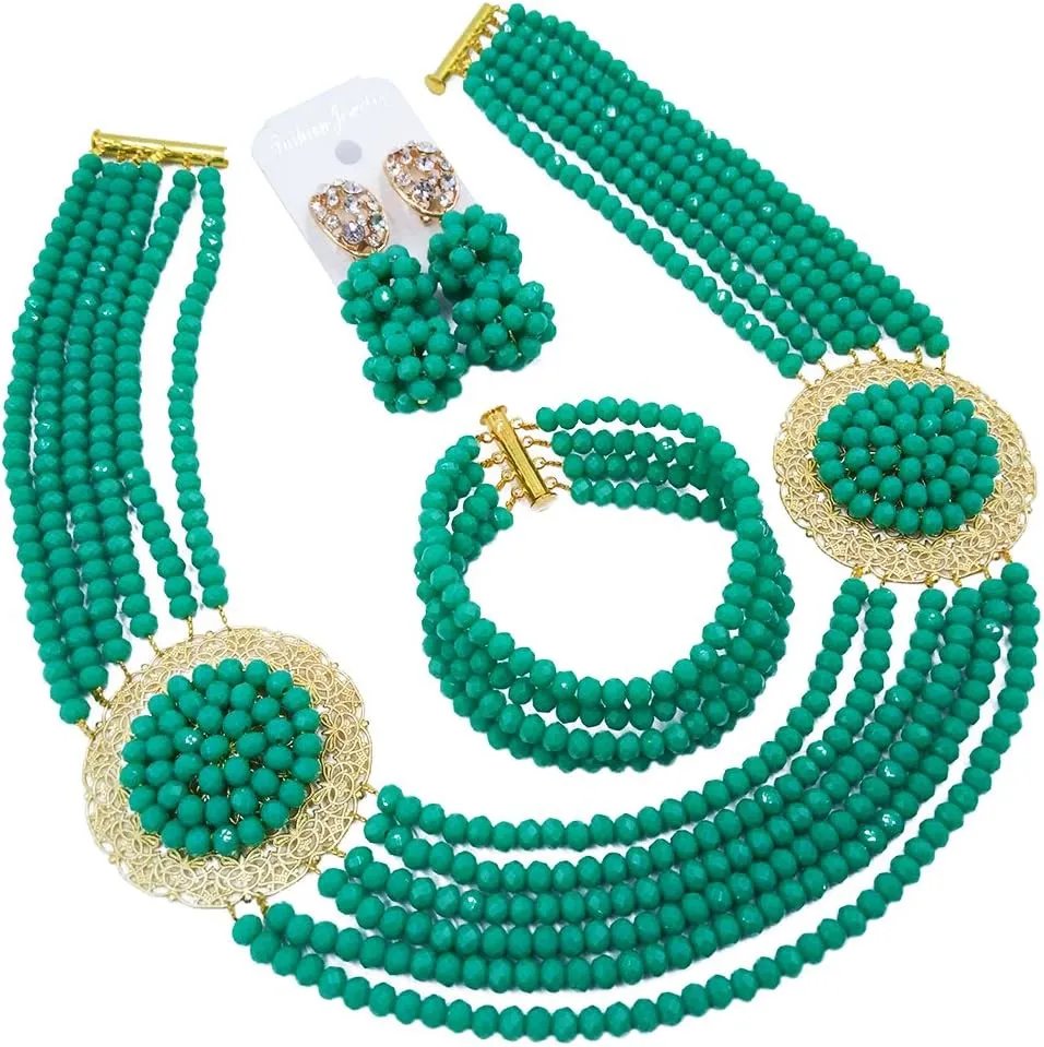 African Jewelry Sets for Women Nigerian Beads Jewelry Set Bridal and Earrings