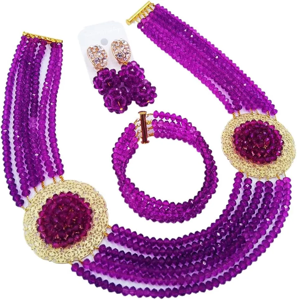 African Jewelry Sets for Women Nigerian Beads Jewelry Set Bridal and Earrings