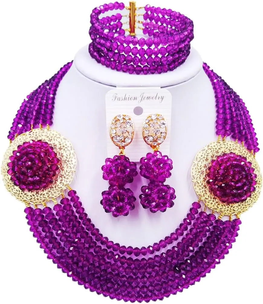 African Jewelry Sets for Women Nigerian Beads Jewelry Set Bridal and Earrings