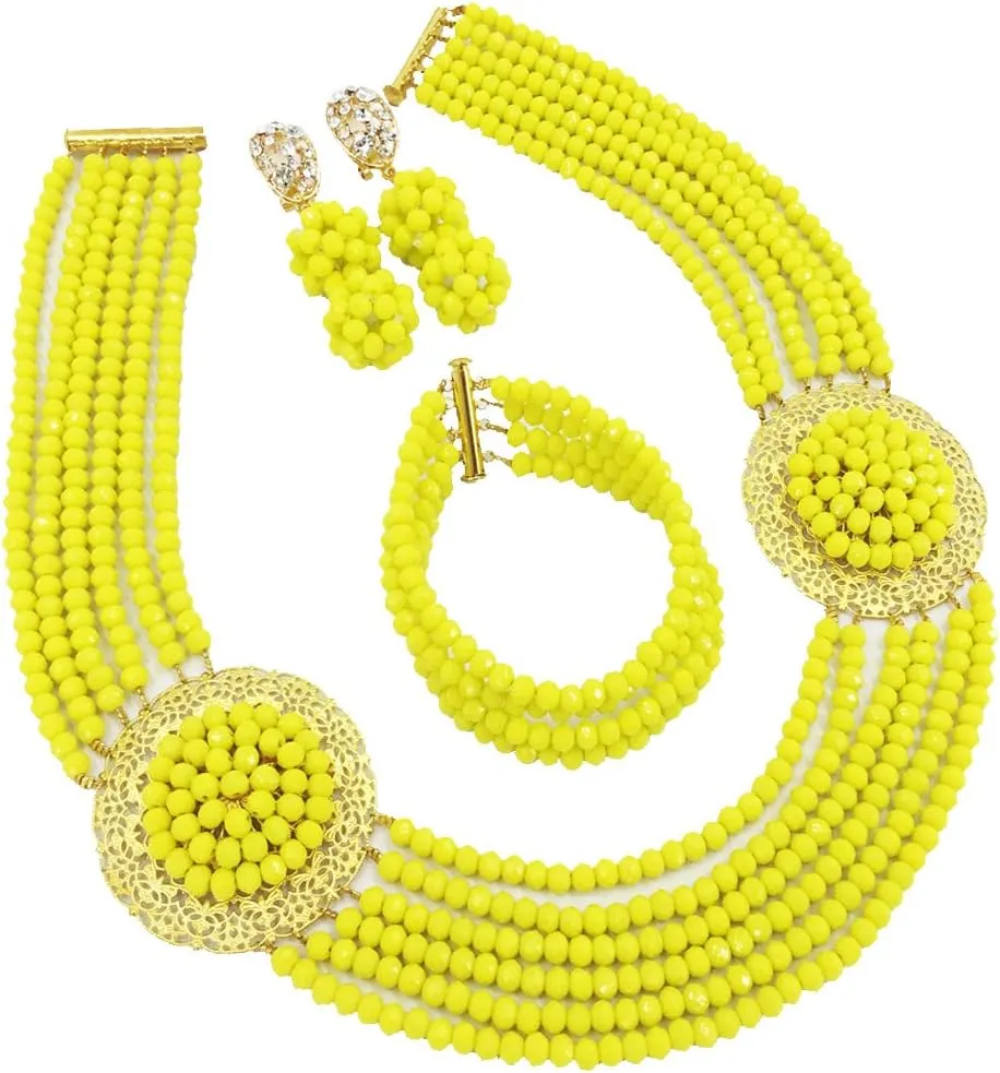 African Jewelry Sets for Women Nigerian Beads Jewelry Set Bridal and Earrings