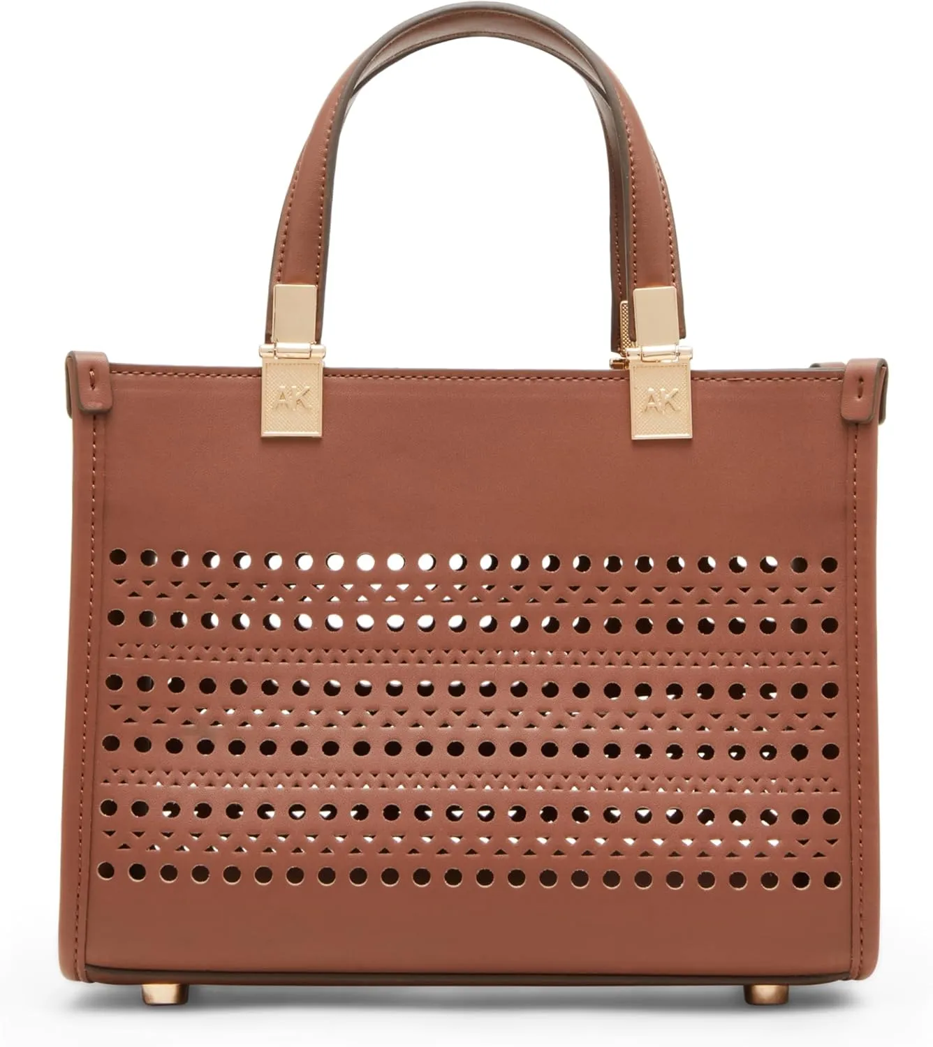 Anne Klein Perforated Mini Satchel with Convertible Straw Crossbody