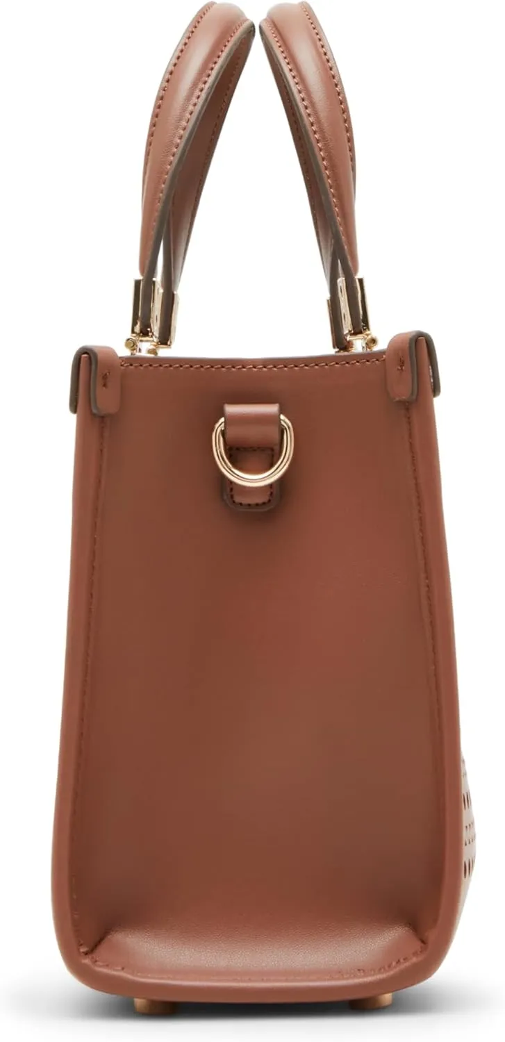 Anne Klein Perforated Mini Satchel with Convertible Straw Crossbody