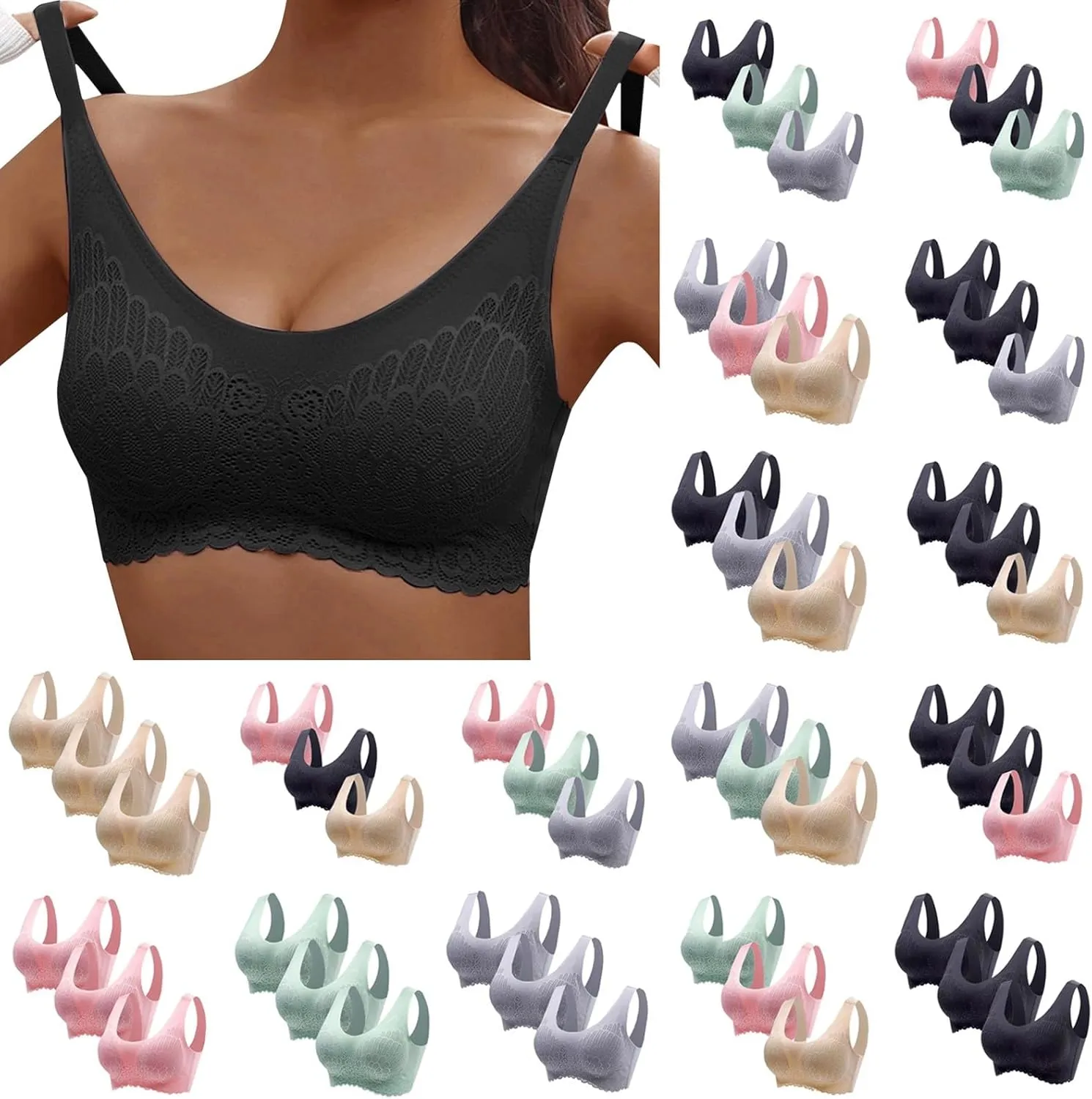Anti Sagging Bra, Anti-Saggy Breathable Lace Large Size Bra Plus Size Bras for Women