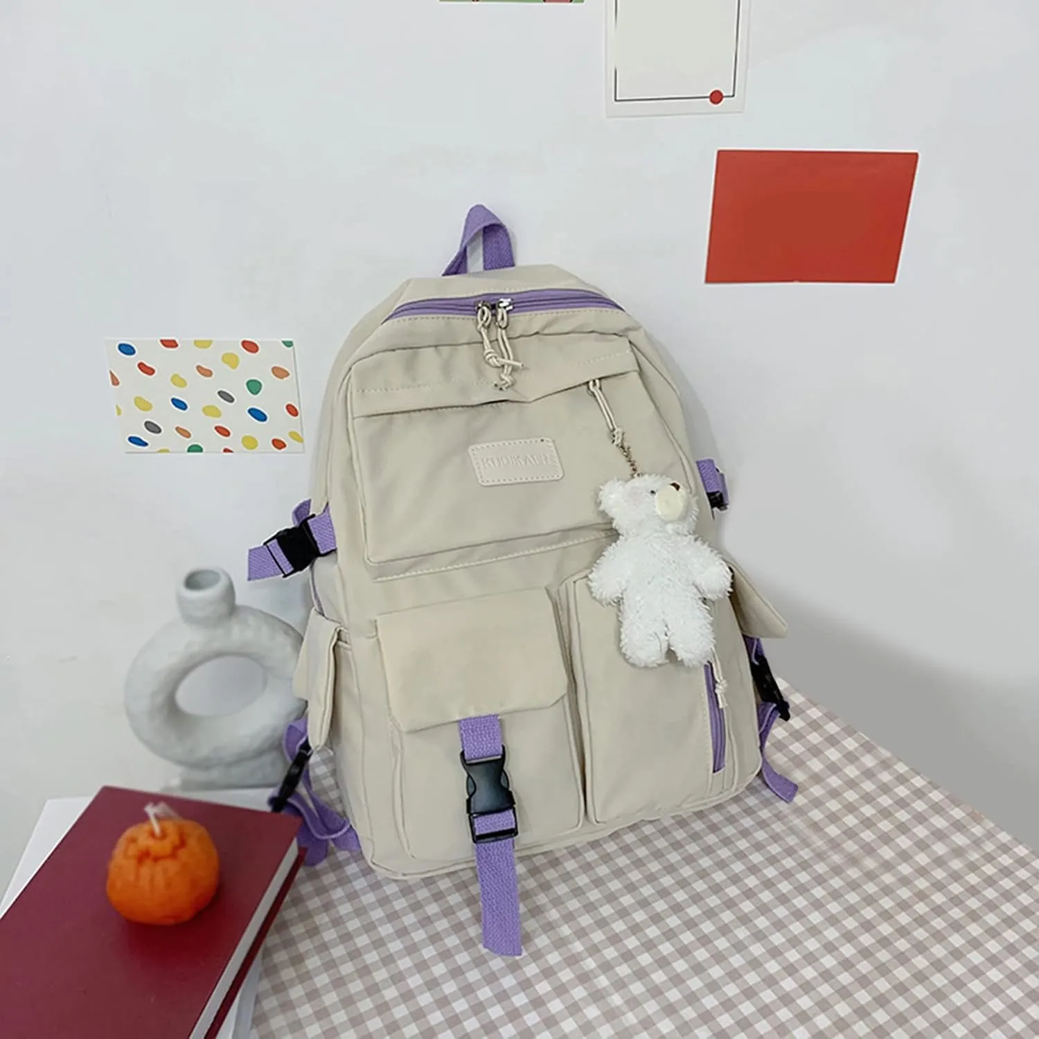 Anti Theft Backpack with Secured Zipper Waterproof Stylish Daypack Purses Shoulder Bags Back Pack Purses Women(Beige)