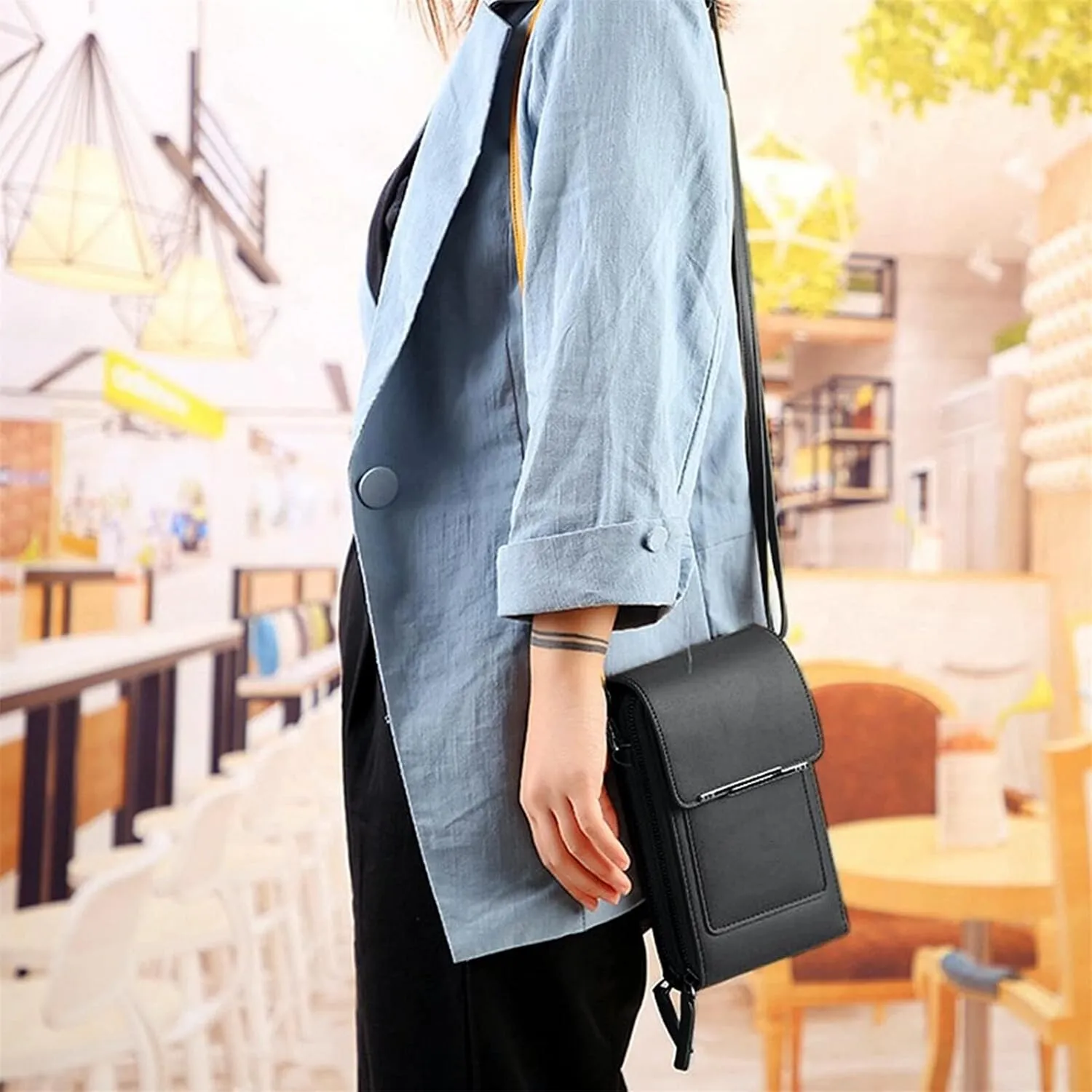Anti-theft Leather Bag, Phone Crossbody Bags for Women, Touchscreen Phone Wallet PU Leather Crossbody Bag