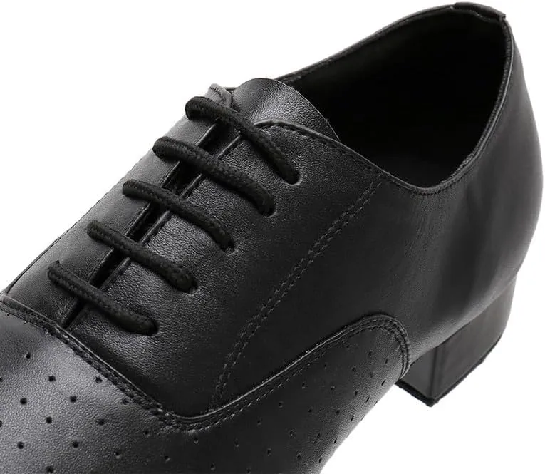 AOQUNFS Men's Latin Dance Shoes Black Patent Leather Leather Ballroom Tango Salsa Shoes,Model 8002