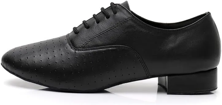 AOQUNFS Men's Latin Dance Shoes Black Patent Leather Leather Ballroom Tango Salsa Shoes,Model 8002