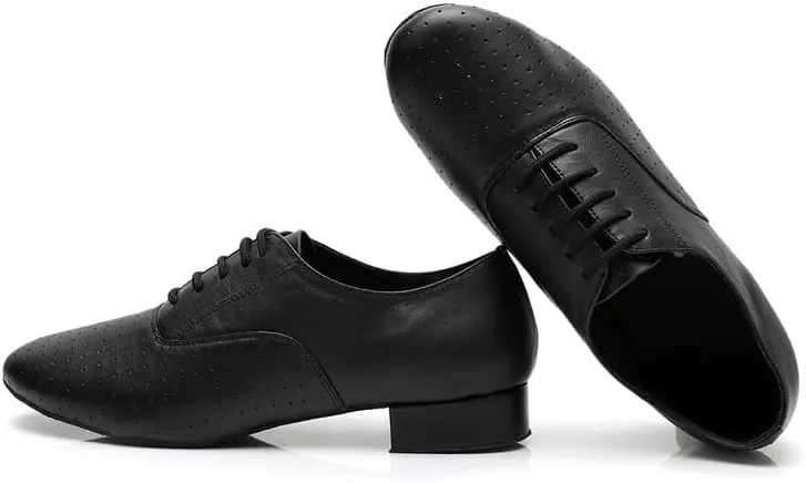AOQUNFS Men's Latin Dance Shoes Black Patent Leather Leather Ballroom Tango Salsa Shoes,Model 8002
