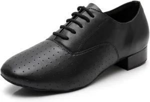 AOQUNFS Men's Latin Dance Shoes Black Patent Leather Leather Ballroom Tango Salsa Shoes,Model 8002