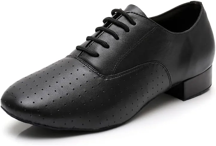 AOQUNFS Men's Latin Dance Shoes Black Patent Leather Leather Ballroom Tango Salsa Shoes,Model 8002