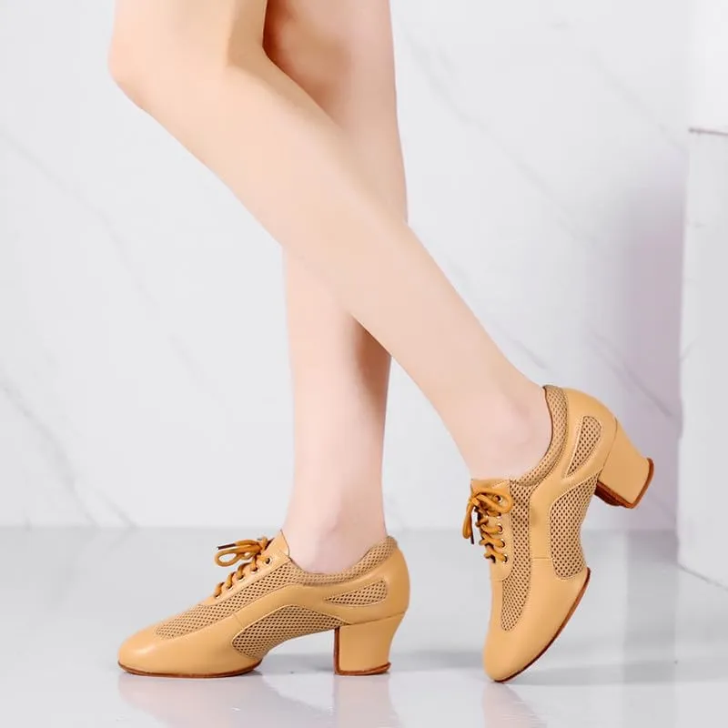 AOQUNFS Women Latin Ballroom Dance Shoes Lace-up Modern Salsa Dancing Shoes,Model KC10235