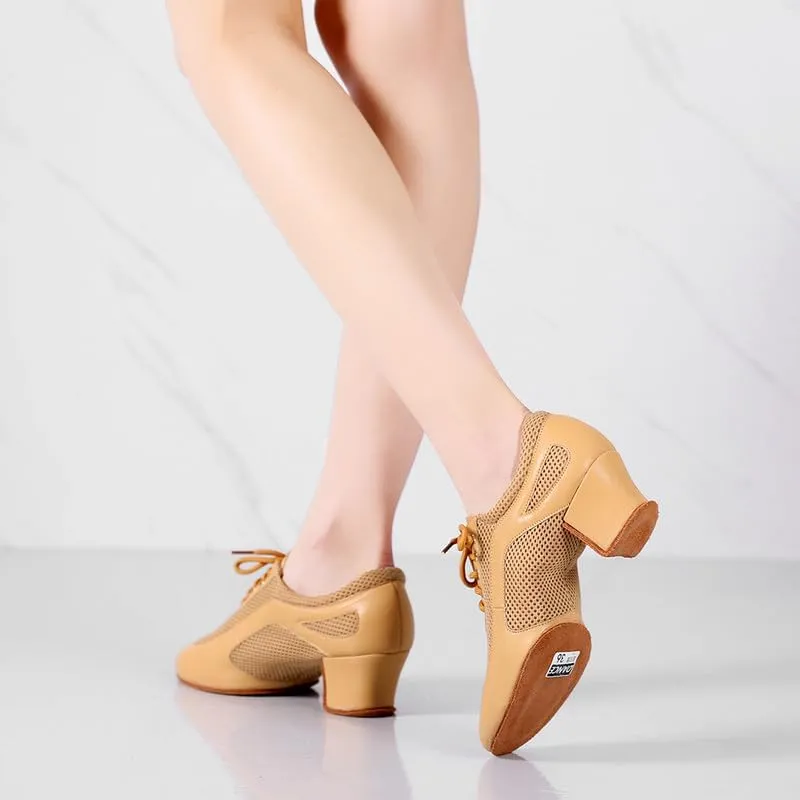 AOQUNFS Women Latin Ballroom Dance Shoes Lace-up Modern Salsa Dancing Shoes,Model KC10235
