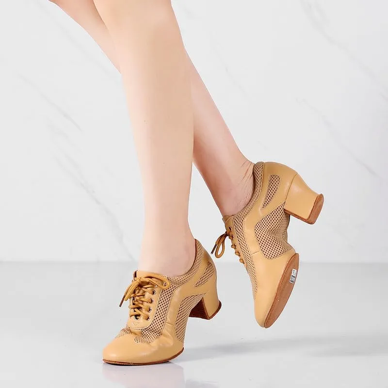 AOQUNFS Women Latin Ballroom Dance Shoes Lace-up Modern Salsa Dancing Shoes,Model KC10235