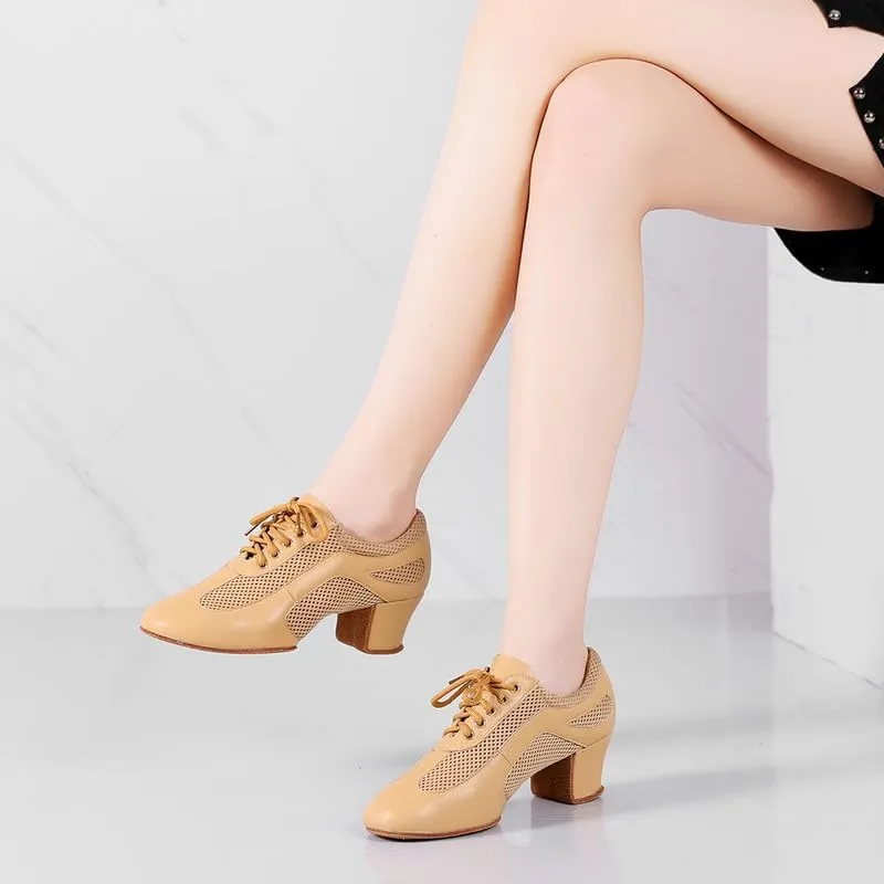 AOQUNFS Women Latin Ballroom Dance Shoes Lace-up Modern Salsa Dancing Shoes,Model KC10235