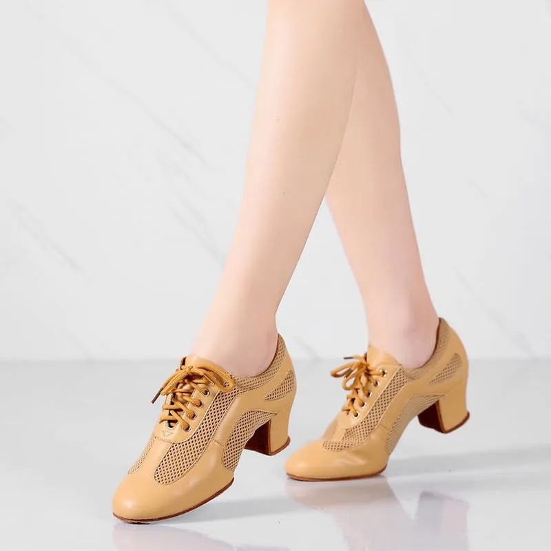 AOQUNFS Women Latin Ballroom Dance Shoes Lace-up Modern Salsa Dancing Shoes,Model KC10235