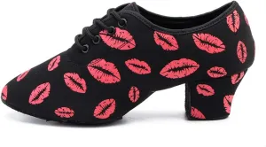 AOQUNFS Women Latin Ballroom Dance Shoes Lace-up Modern Salsa Practice Dance Shoes,Model LHD-NJB