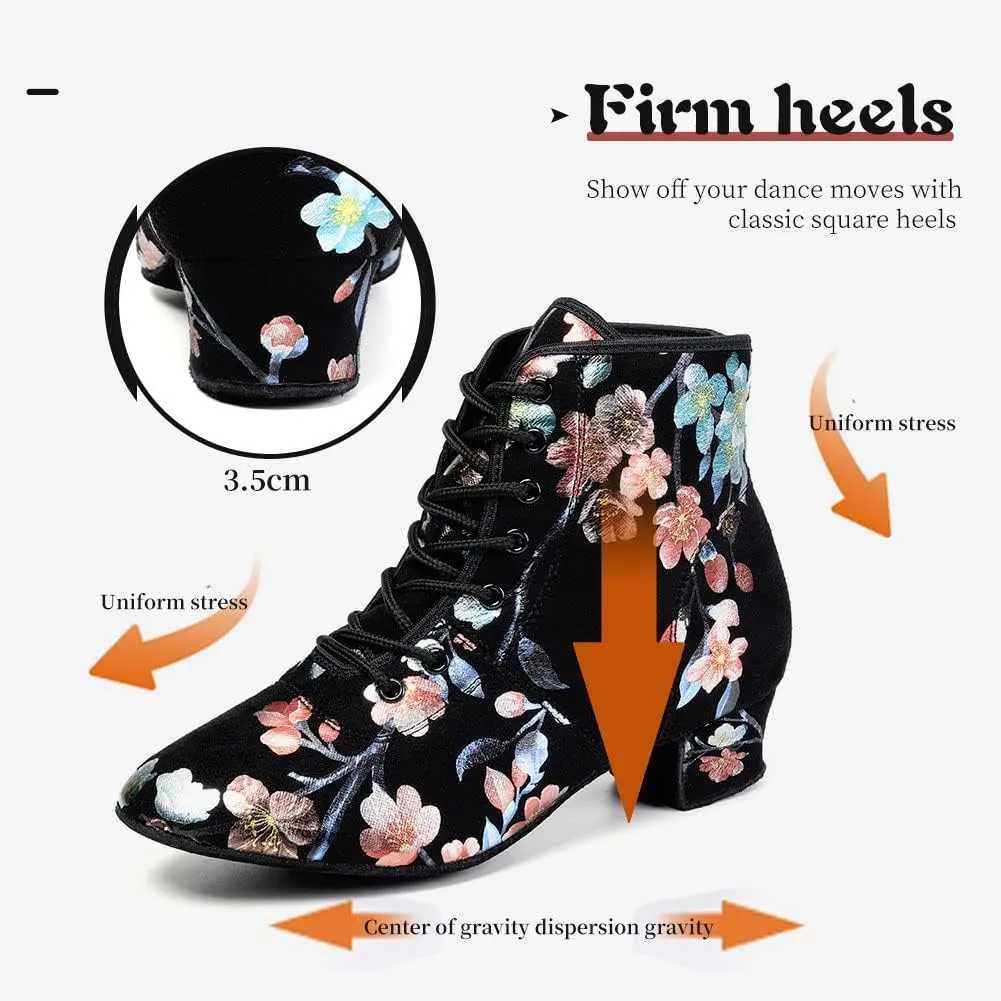 AOQUNFS Women Latin Dance Shoes Ballroom Lace-up Salsa Practice Dance Shoes,Model GB-YH