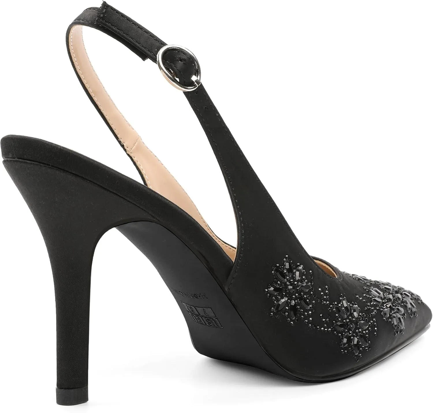 AUMOTED Women's Clear Mule Sandals Pointed Toe Slingback Heels Rhinestone Heels Pumps Wedding Shoes