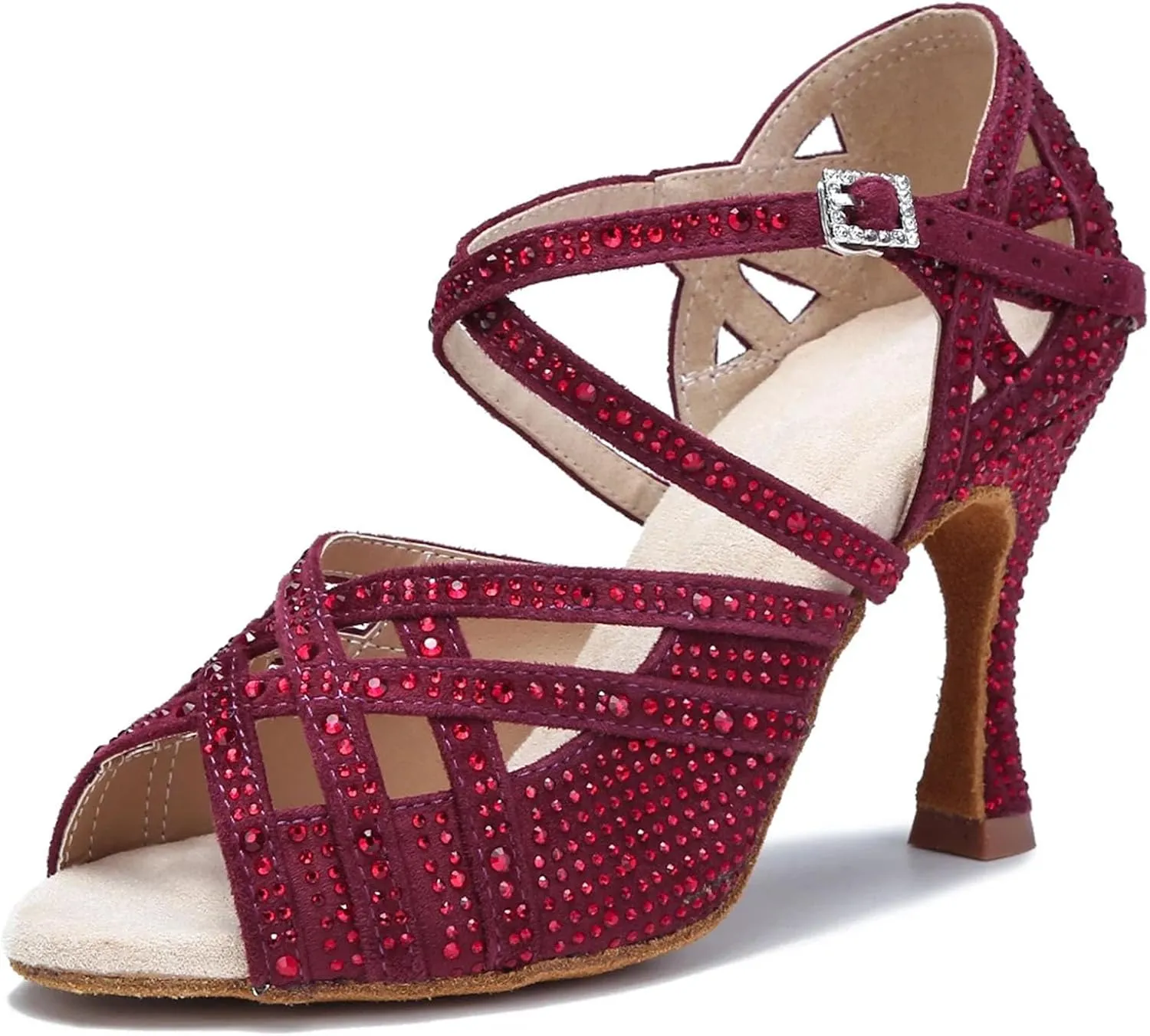 Bachata Performance Shoes - Tango/Jazz Dance Rhinestone Latin Heels (9cm/3.54")