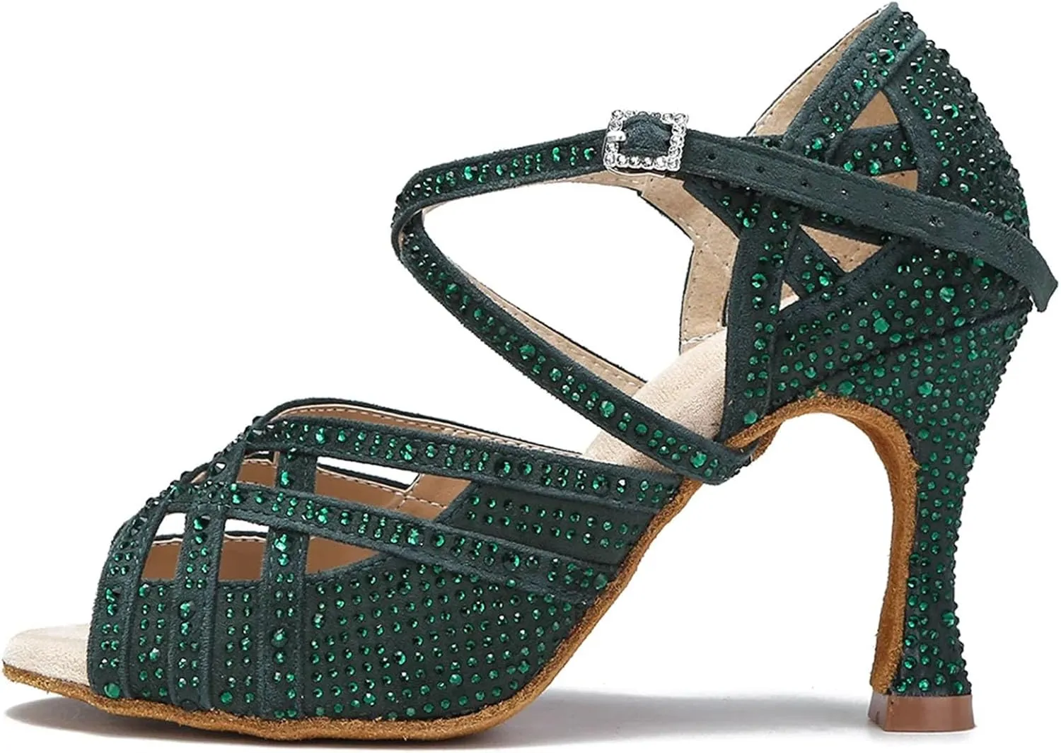 Bachata Performance Shoes - Tango/Jazz Dance Rhinestone Latin Heels (9cm/3.54")