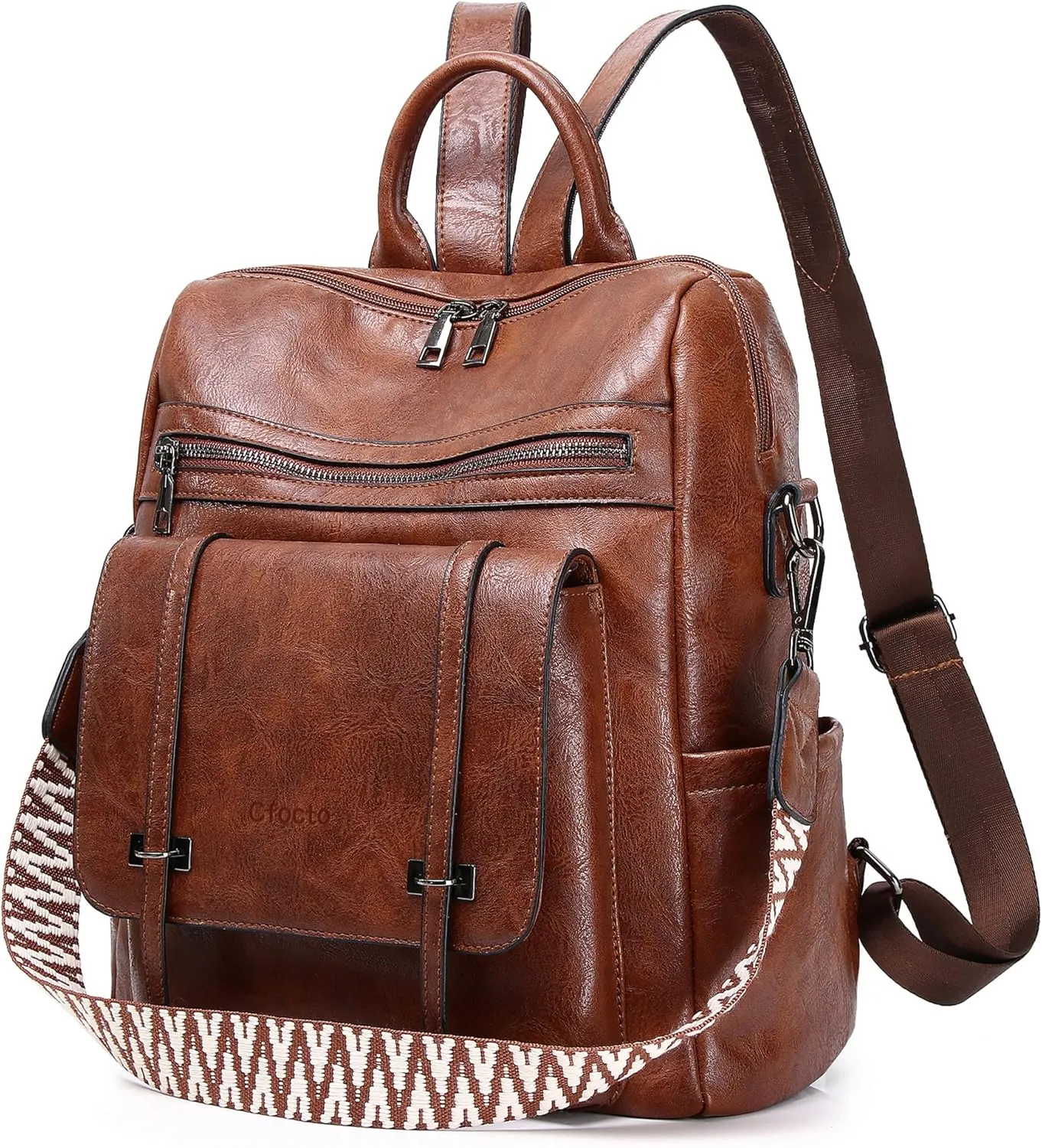 Backpack Purse for Women Fashion Ladies Womens Backpack PU Leather Convertible Travel Shoulder Bags Handbag Brown