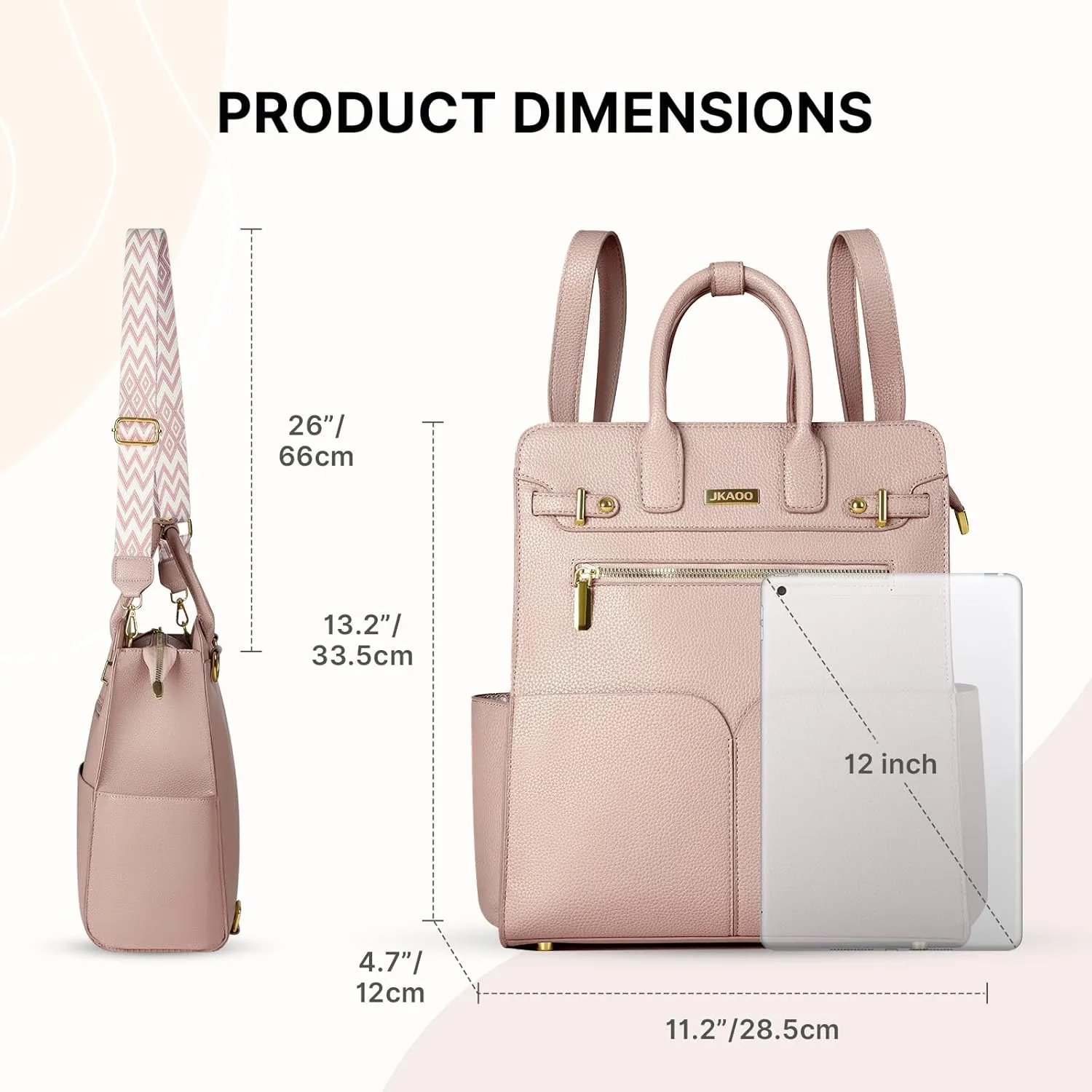 Backpack Purse for Women PU Leather Travel Backpack, 4 in 1 Designer Convertible Backpack Purse with Removable Strap (Pink)