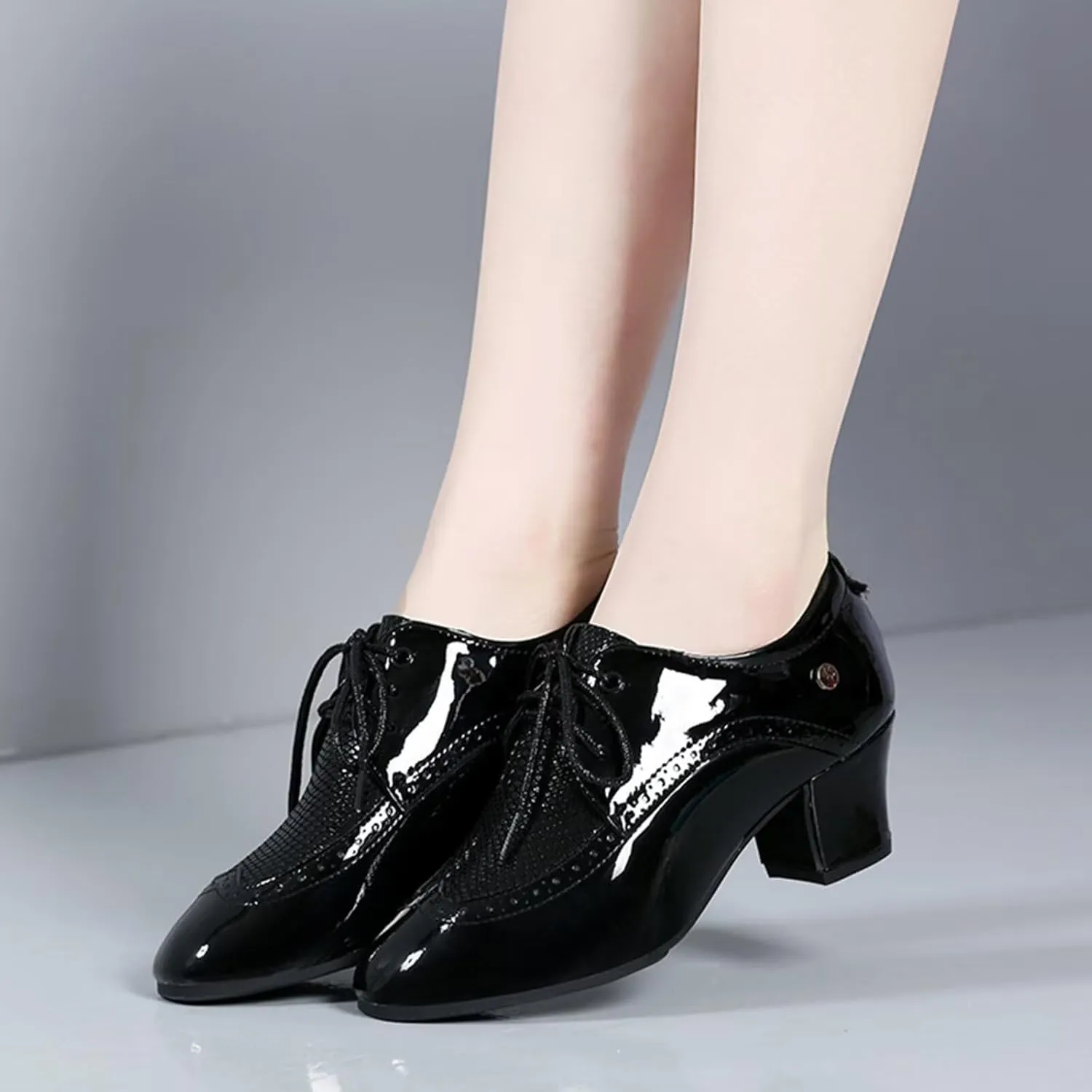Ballroom Practice Shoes for Women 1.96" Latin Dance Shoes Lace-up Ballroom Modern Salsa Swing Rhythm Teaching Practice
