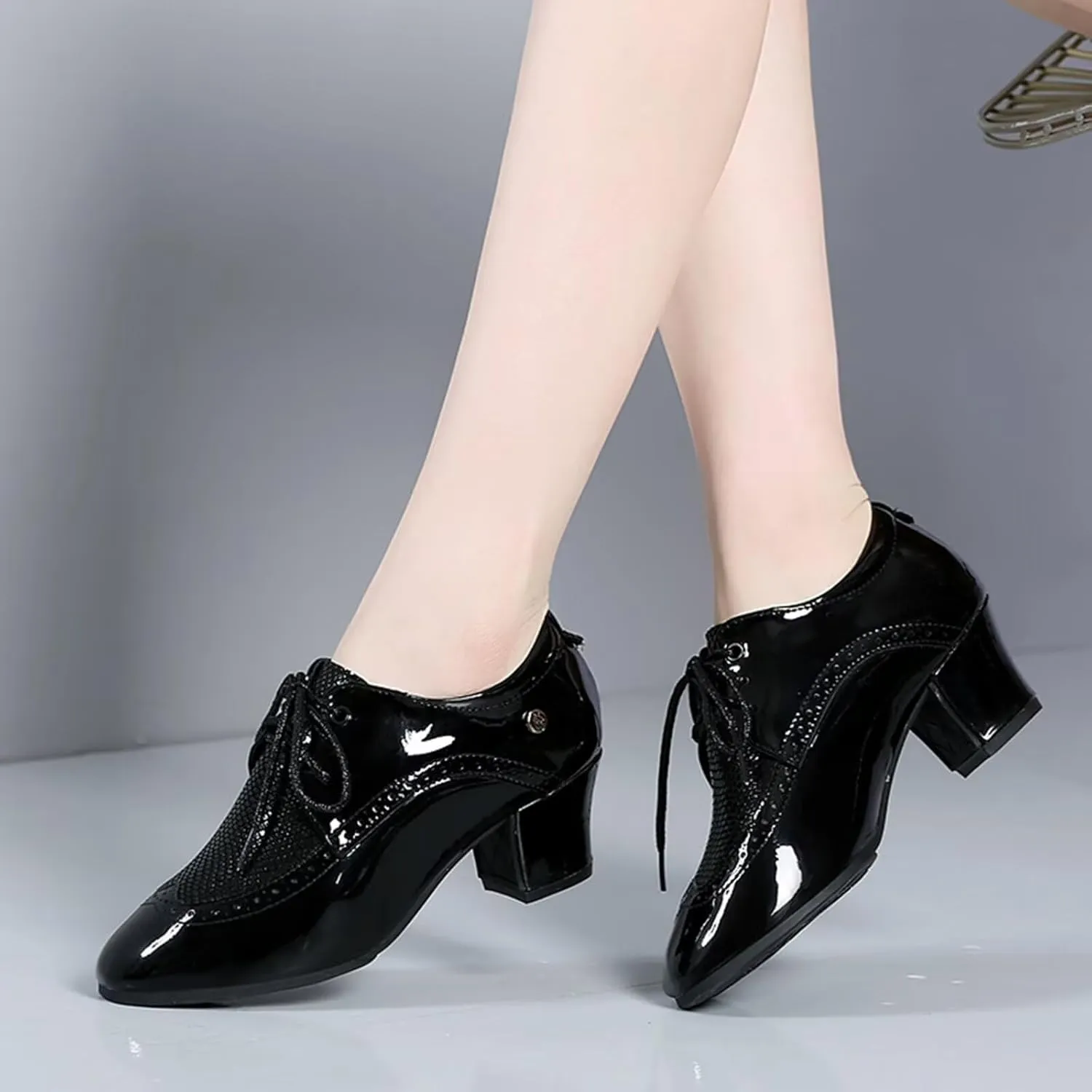 Ballroom Practice Shoes for Women 1.96" Latin Dance Shoes Lace-up Ballroom Modern Salsa Swing Rhythm Teaching Practice