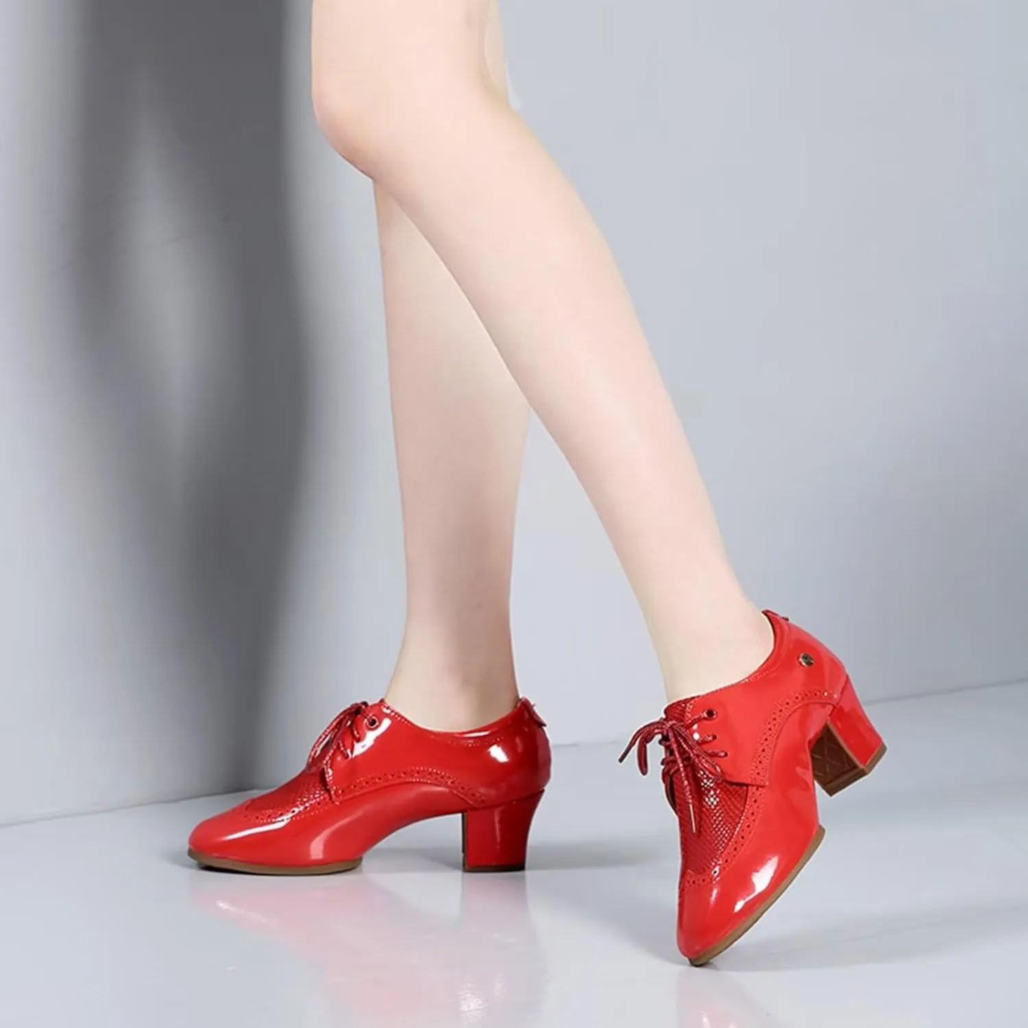 Ballroom Practice Shoes for Women 1.96" Latin Dance Shoes Lace-up Ballroom Modern Salsa Swing Rhythm Teaching Practice