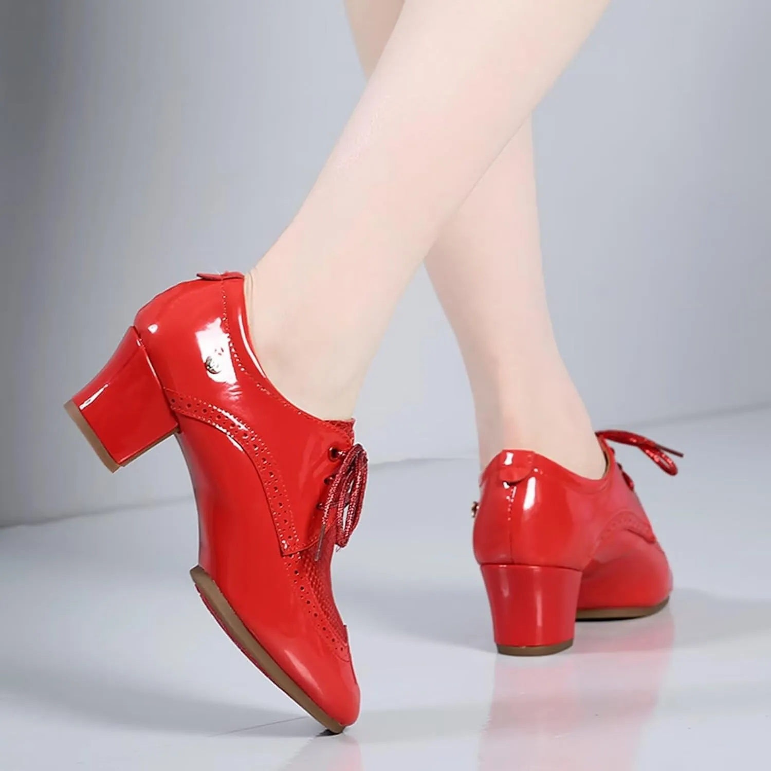 Ballroom Practice Shoes for Women 1.96" Latin Dance Shoes Lace-up Ballroom Modern Salsa Swing Rhythm Teaching Practice