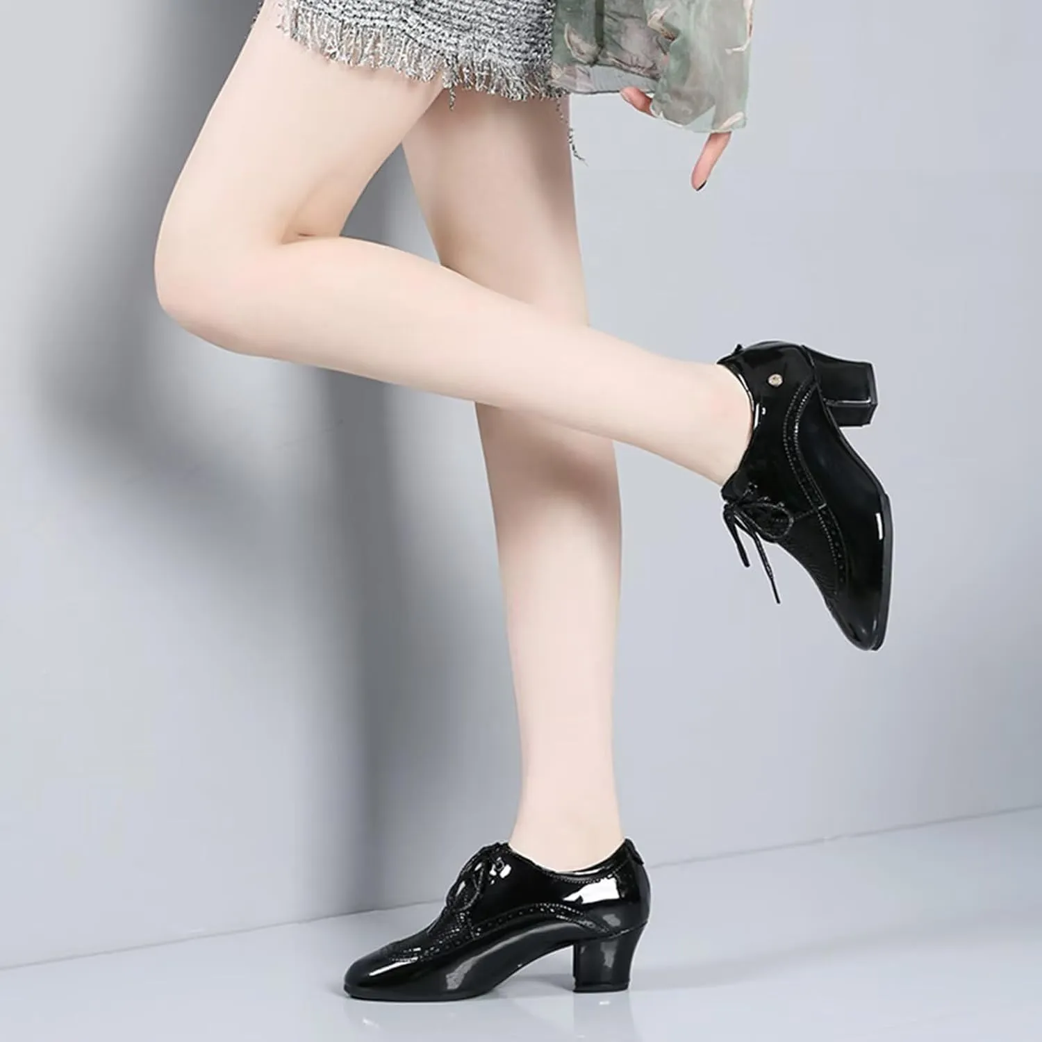 Ballroom Practice Shoes for Women 1.96" Latin Dance Shoes Lace-up Ballroom Modern Salsa Swing Rhythm Teaching Practice