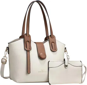 Beach Tote Bag 4 Packet Solid Color Leather Handbags Shoulder Bags Crossbody Hobo Bags Card Purse Work Travel Essential H