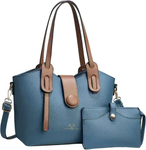 Beach Tote Bag 4 Packet Solid Color Leather Handbags Shoulder Bags Crossbody Hobo Bags Card Purse Work Travel Essential H