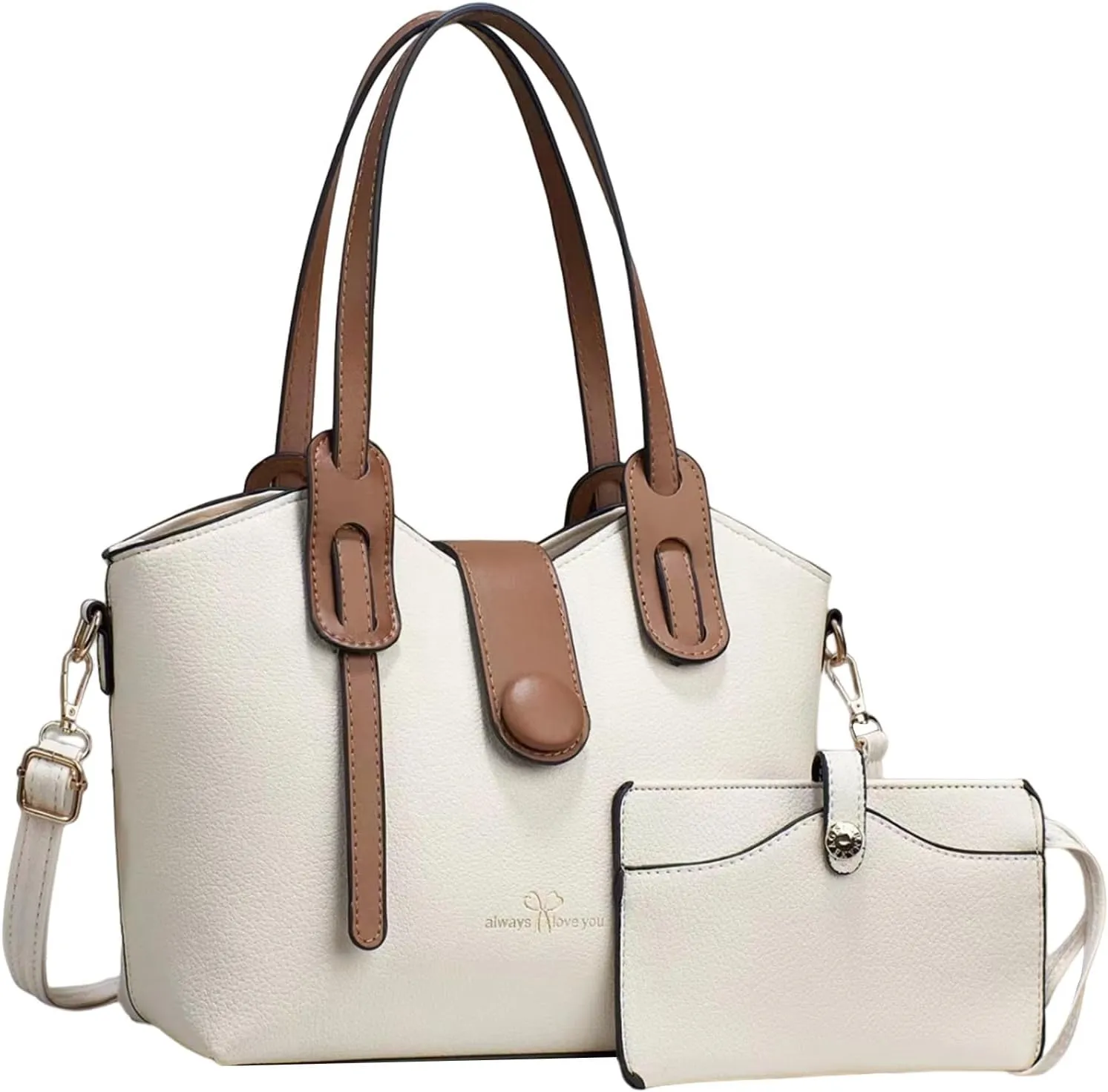 Beach Tote Bag 4 Packet Solid Color Leather Handbags Shoulder Bags Crossbody Hobo Bags Card Purse Work Travel Essential H